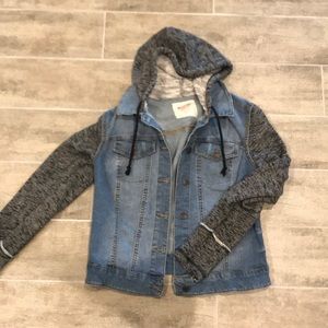 Brand New Jean Jacket with Sweater Sleeves